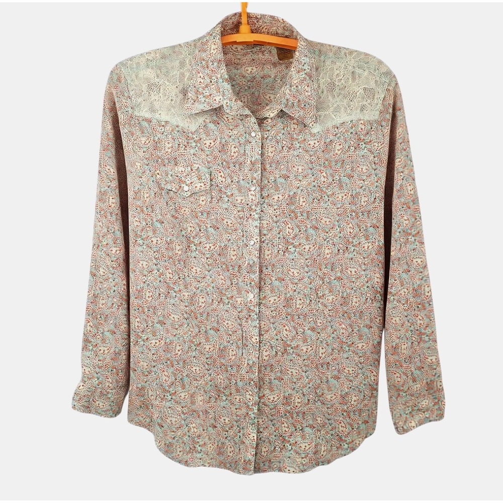 Wrangler Paisley Pearl Snap 2XL Lace Shirt Western Rodeo